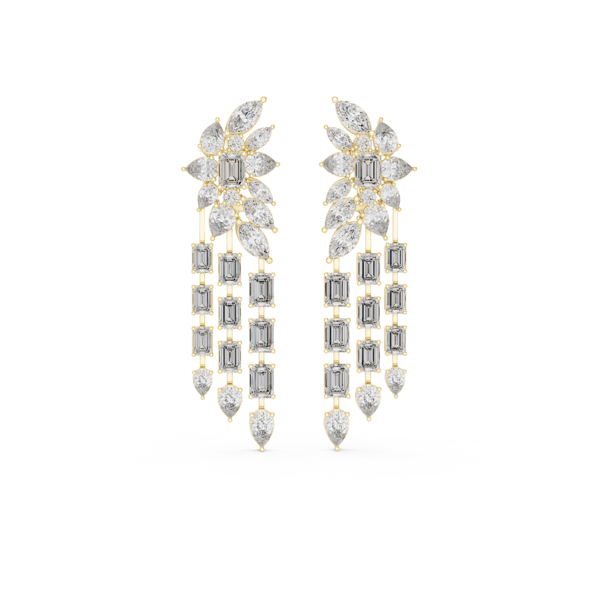 14K Solid Gold Lab Diamond Hoop Earrings, Yellow Gold