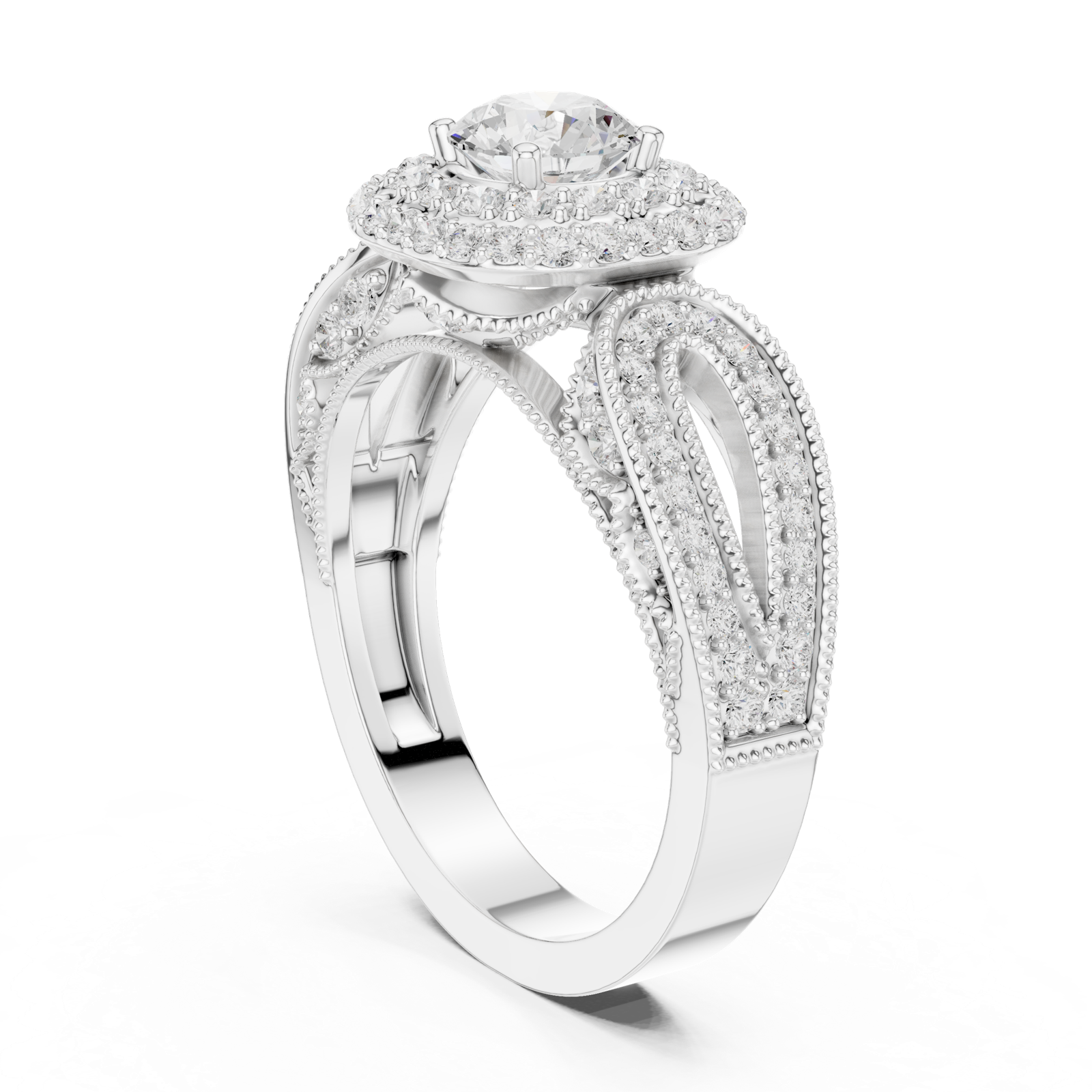 Gold Ring DDLR-777, White Gold, view 1