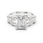 Gold Ring DDLR-441, Emerald center stone, White Gold