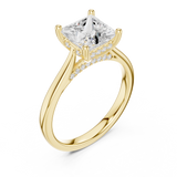 Gold Ring DDLR-163, Princess center stone, Yellow Gold, view 2