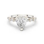 Gold Ring DDLR-168, Pear center stone, White Gold