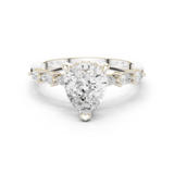 Gold Ring DDLR-168, Pear center stone, White Gold