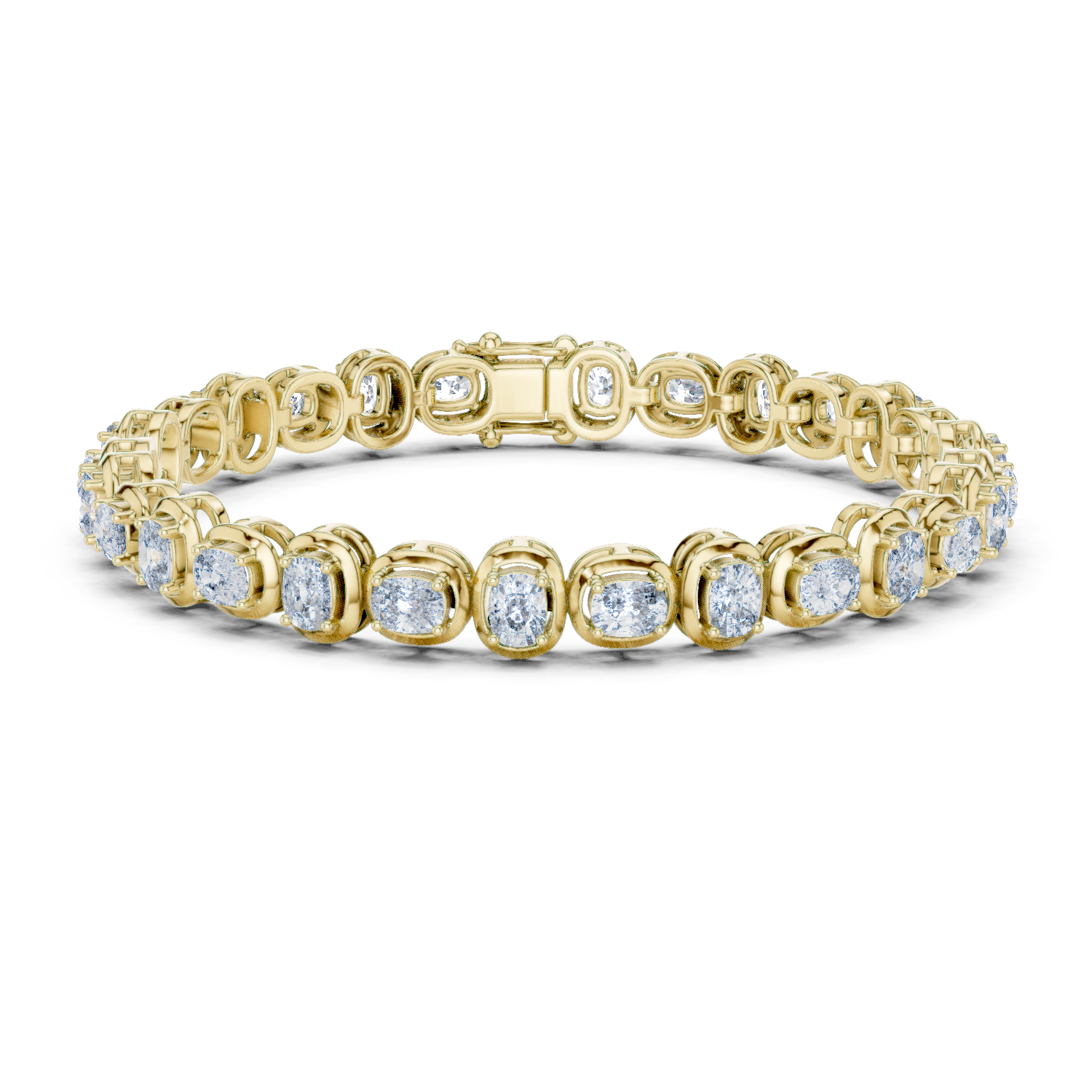 14K Solid Gold Lab Diamond Bracelet, Yellow Gold
