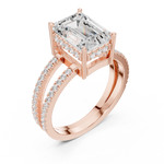 Gold Jewelry, Emerald center stone, Rose Gold, view 2