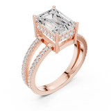 Gold Jewelry, Emerald center stone, Rose Gold, view 2