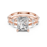 Gold Ring DDLR-441, Radiant center stone, Rose Gold, view 4