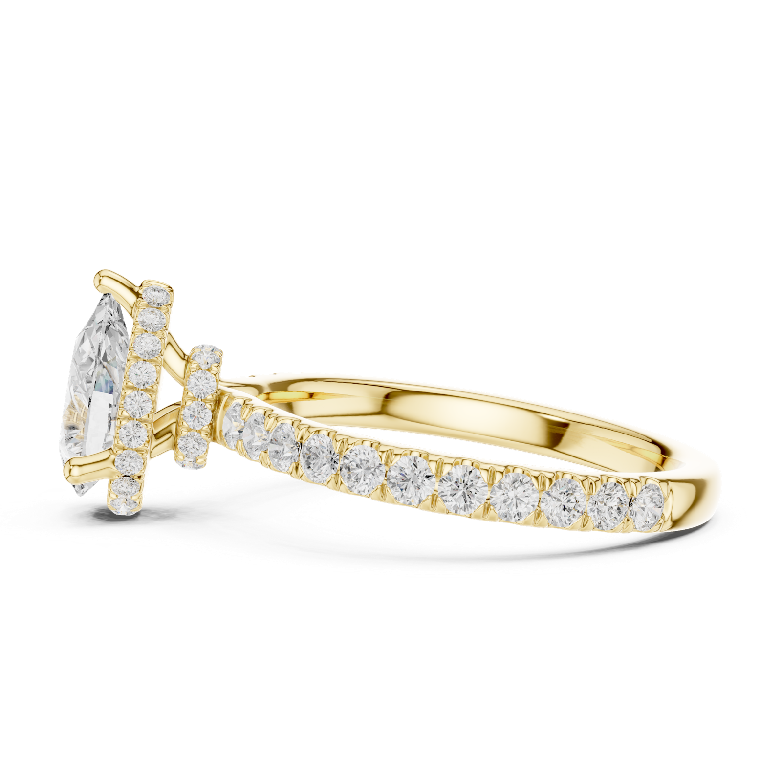 Gold Ring DDLR-165, Pear center stone, Yellow Gold, view 3