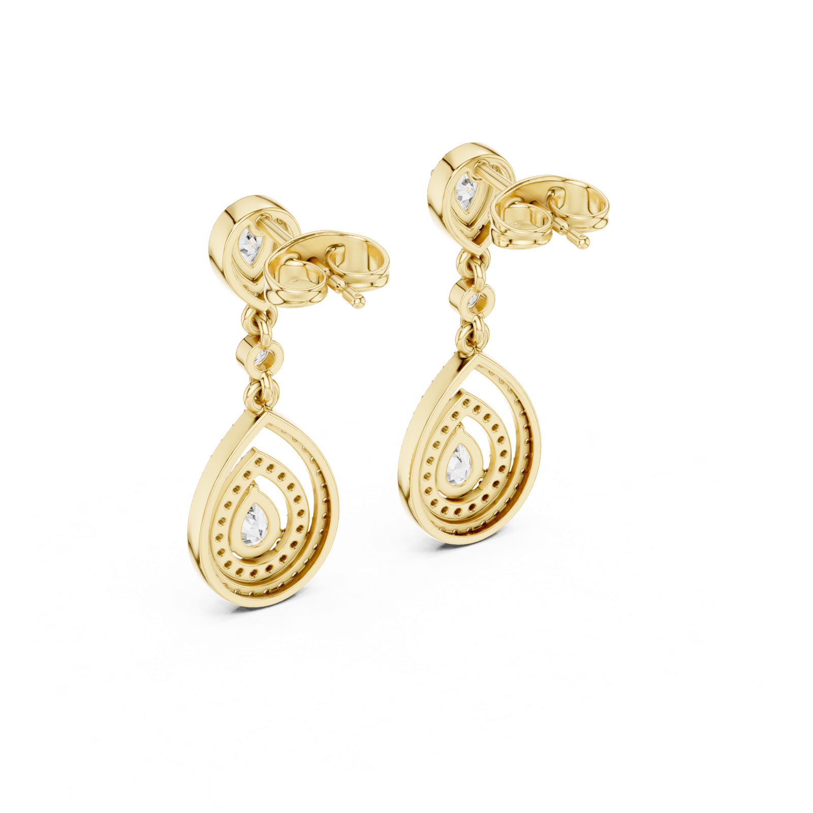 Gold Earrings 3-10007E_116_M, Yellow Gold, view 3