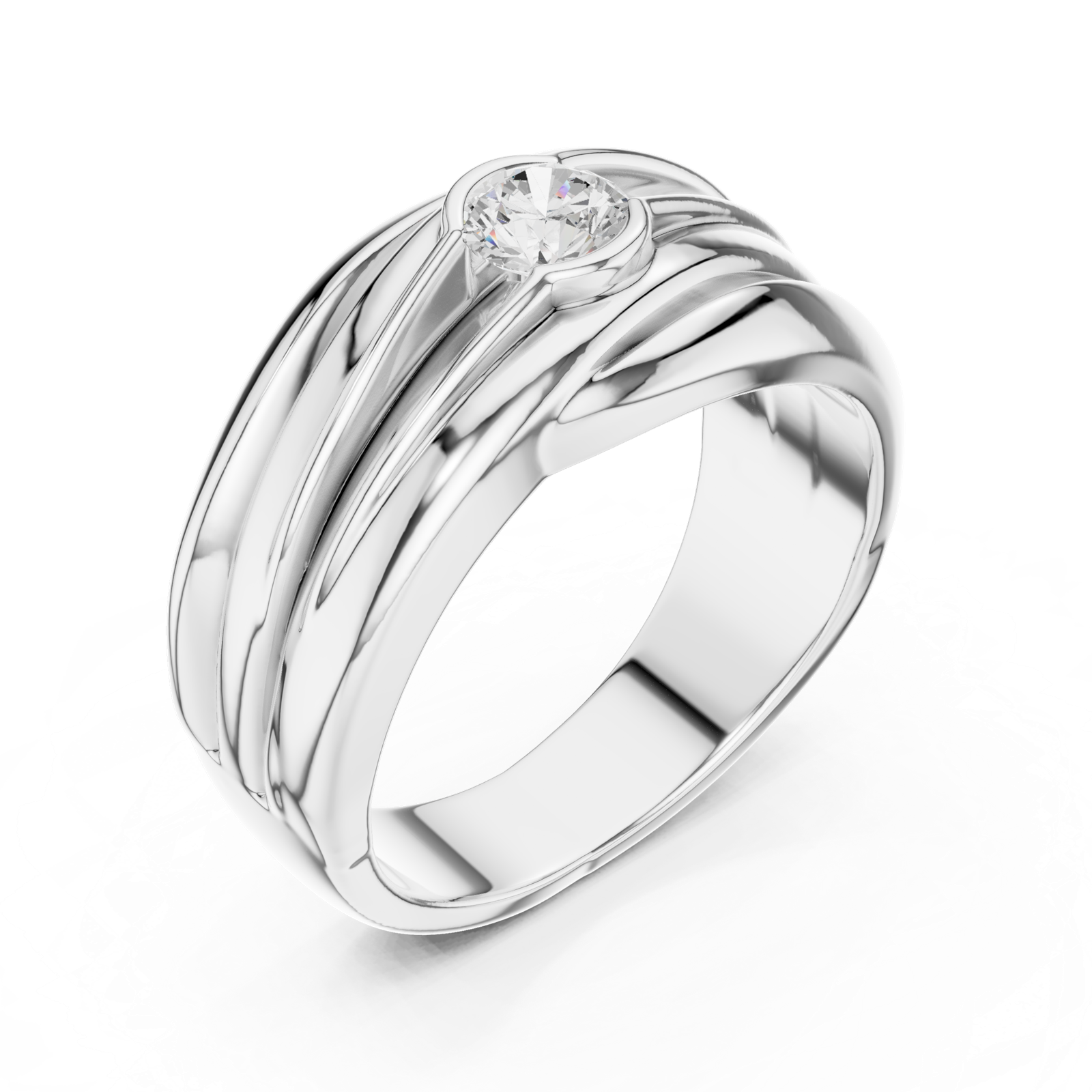 Gold Men's Ring GGR-0020, White Gold, view 2