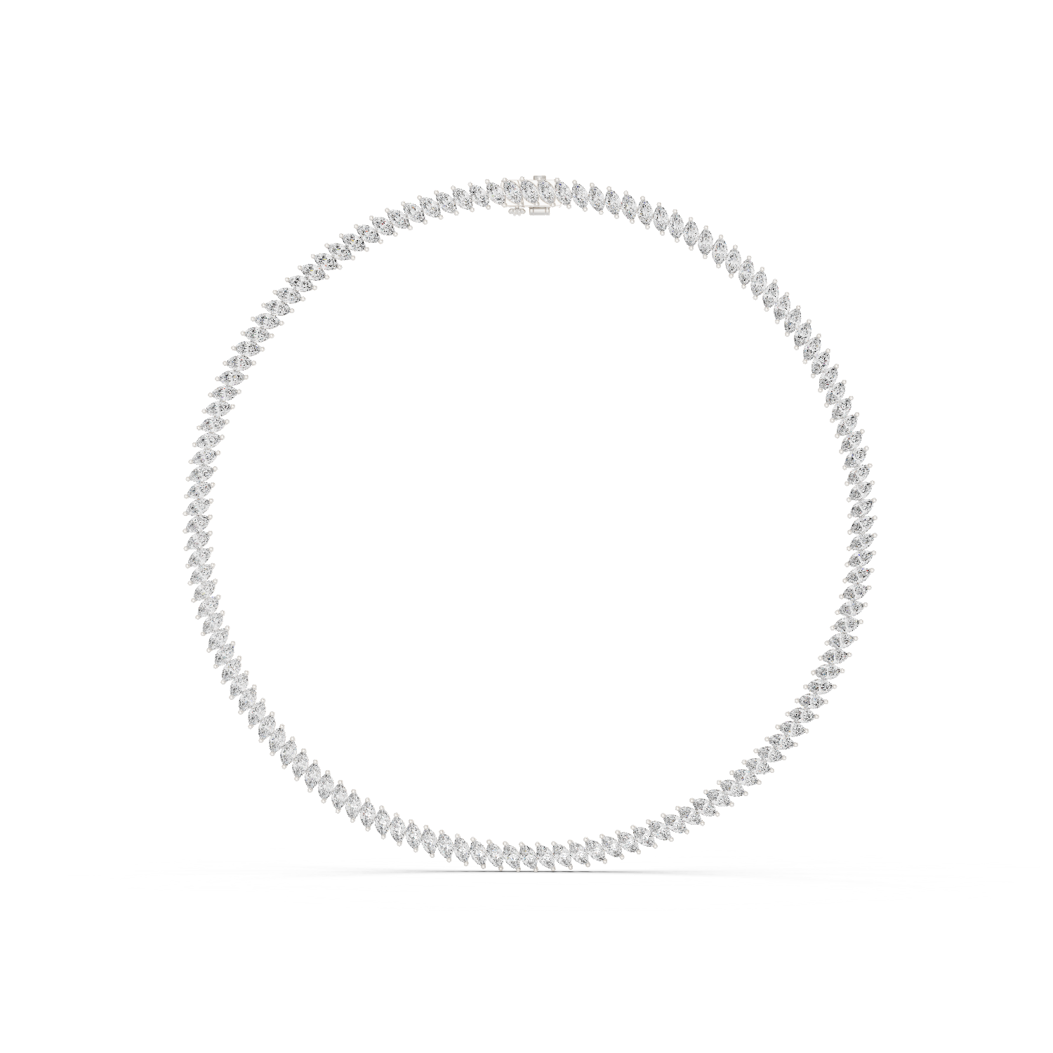 14K Solid Gold Lab Diamond Tennis Necklace, White Gold