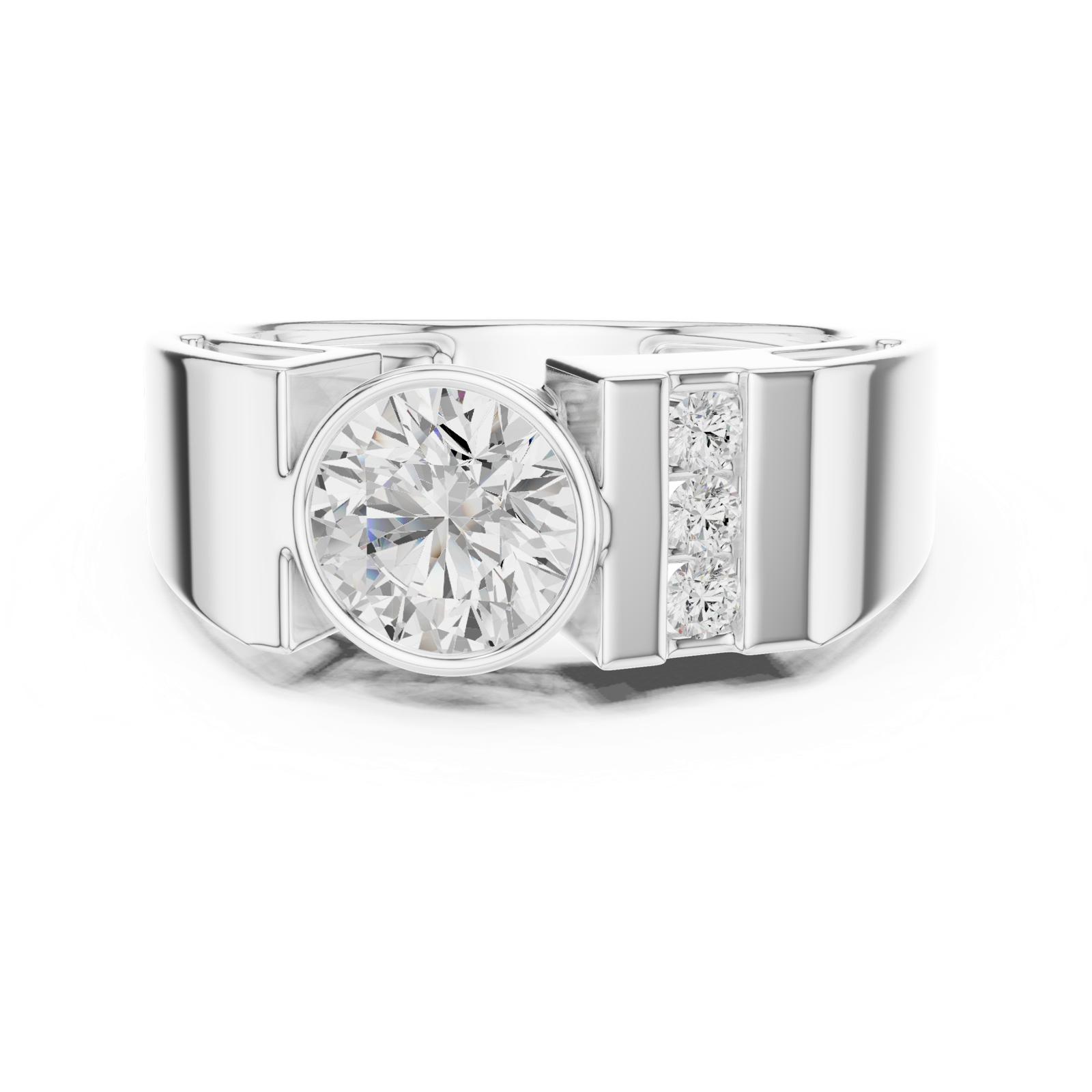 Gold Ring SBMR(43), White Gold, view 4
