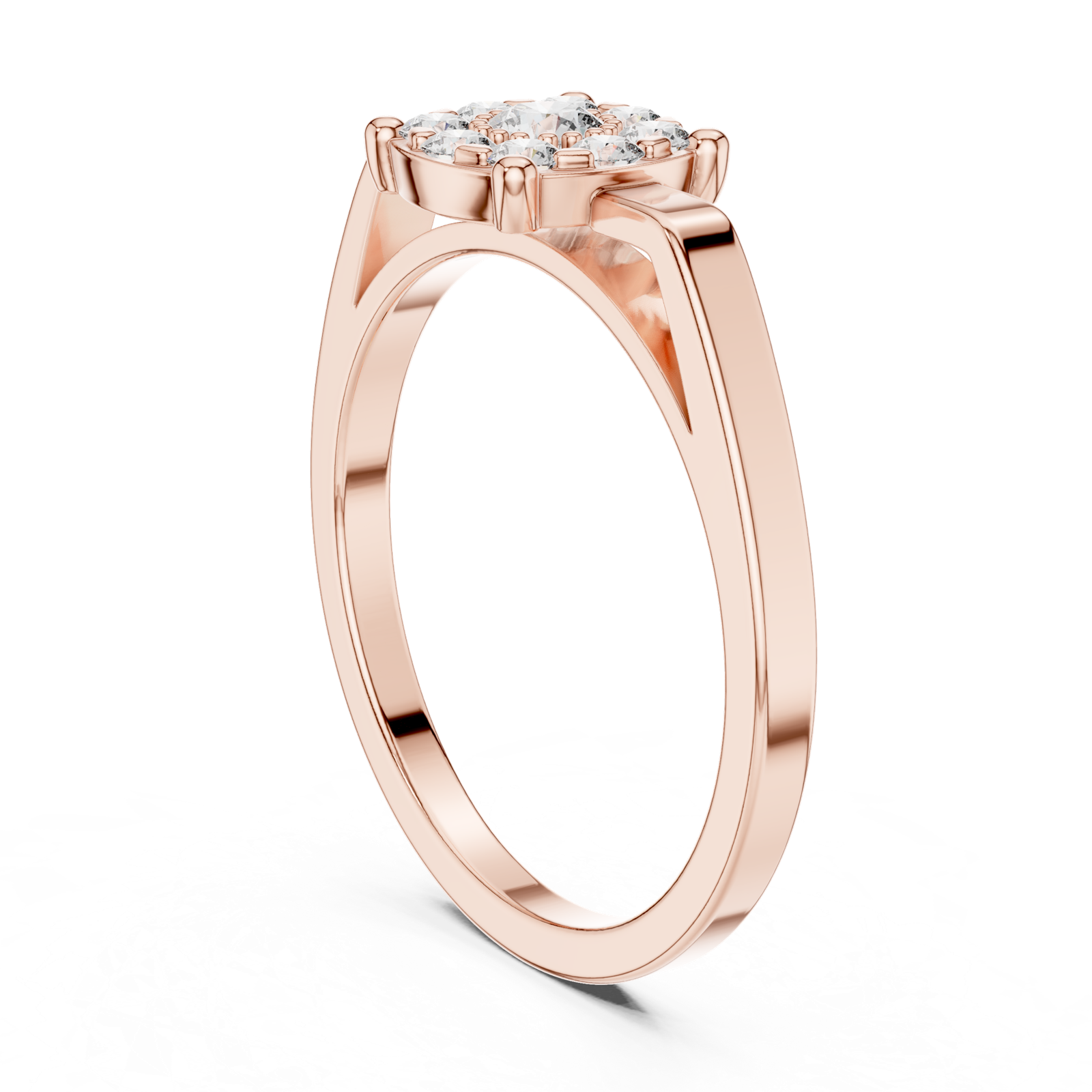 14K Solid Gold Lab Diamond Halo Ring, Rose Gold, view 1