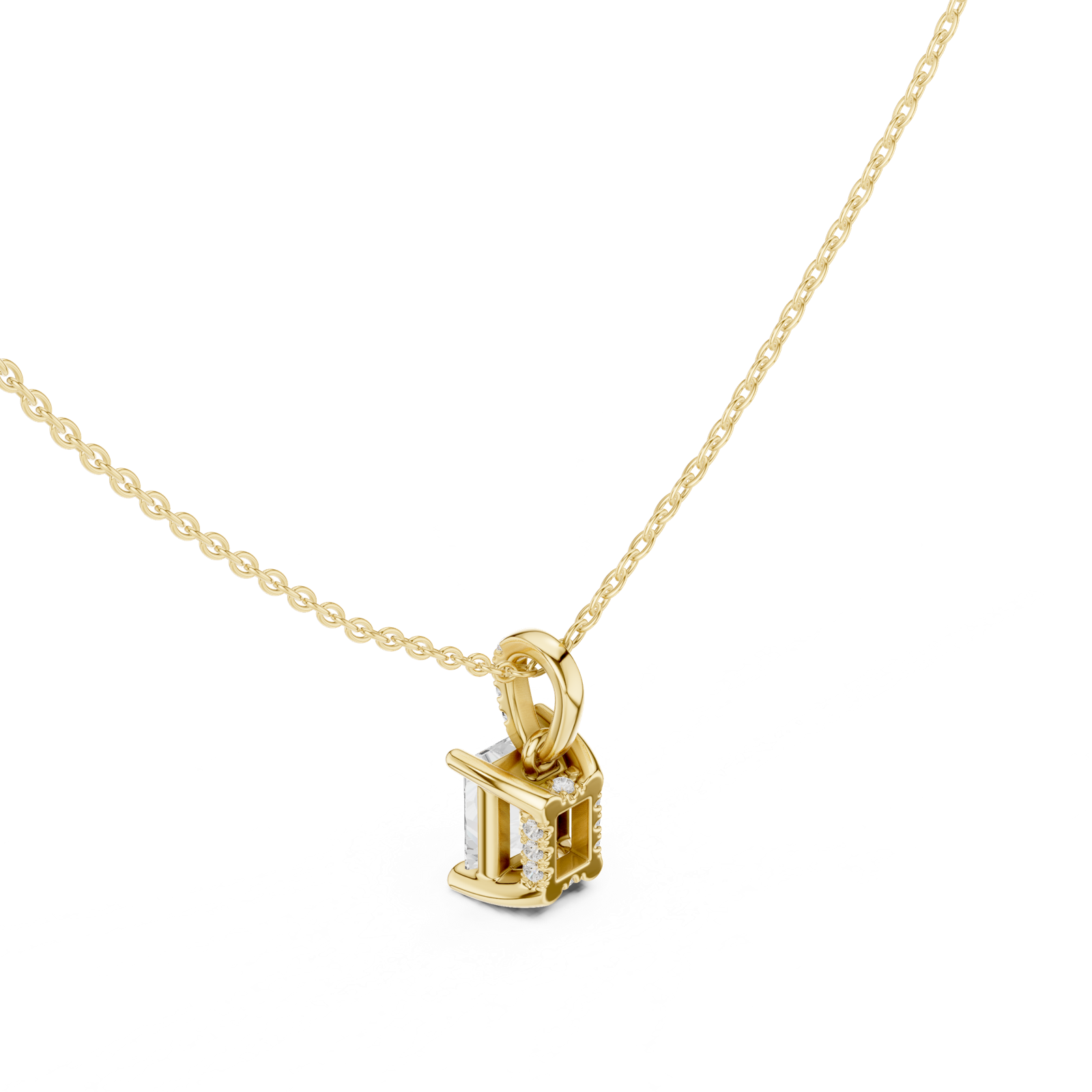 Gold Jewelry DDPO-009, Radiant center stone, Yellow Gold, view 2