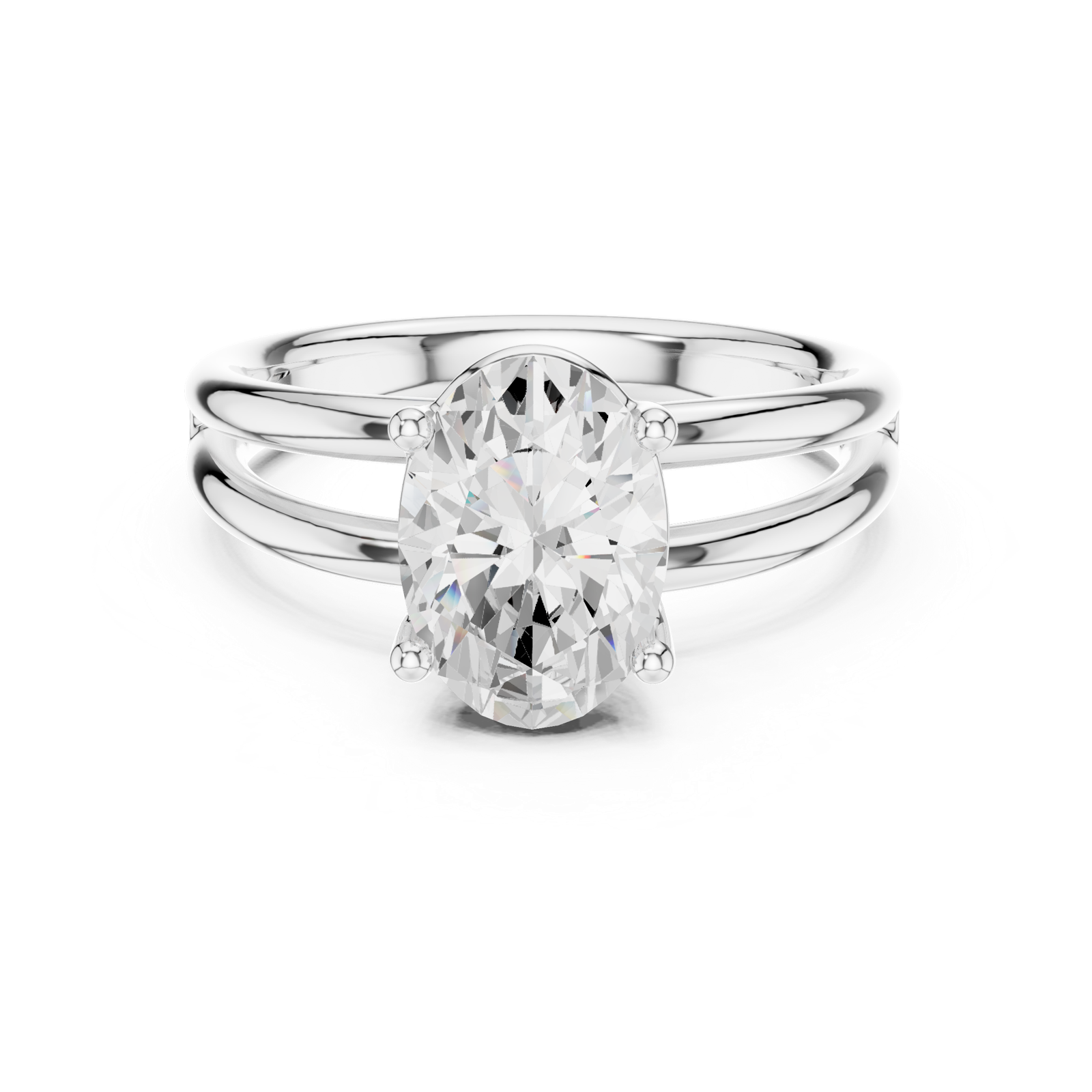 Gold Jewelry L36-9, Oval center stone, White Gold, view 4