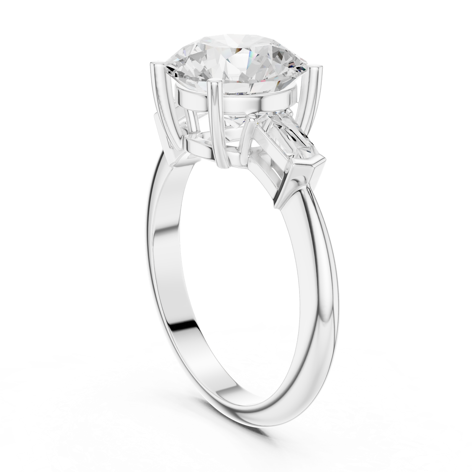 Gold Jewelry L35-67, Round center stone, White Gold, view 1