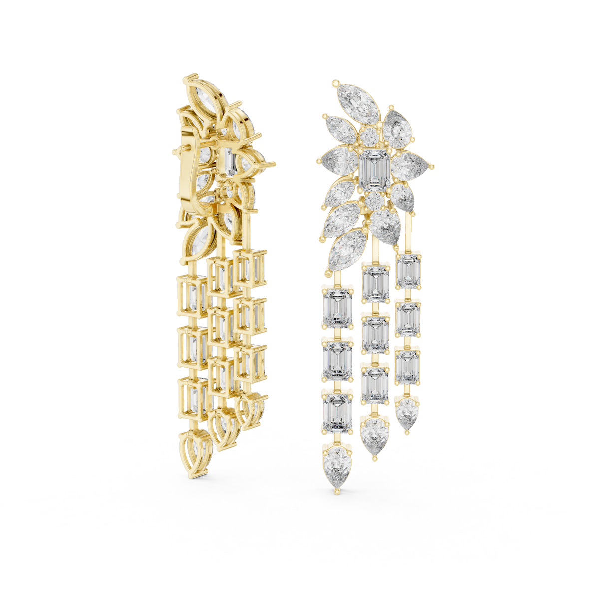 14K Solid Gold Lab Diamond Hoop Earrings, Yellow Gold, view 1