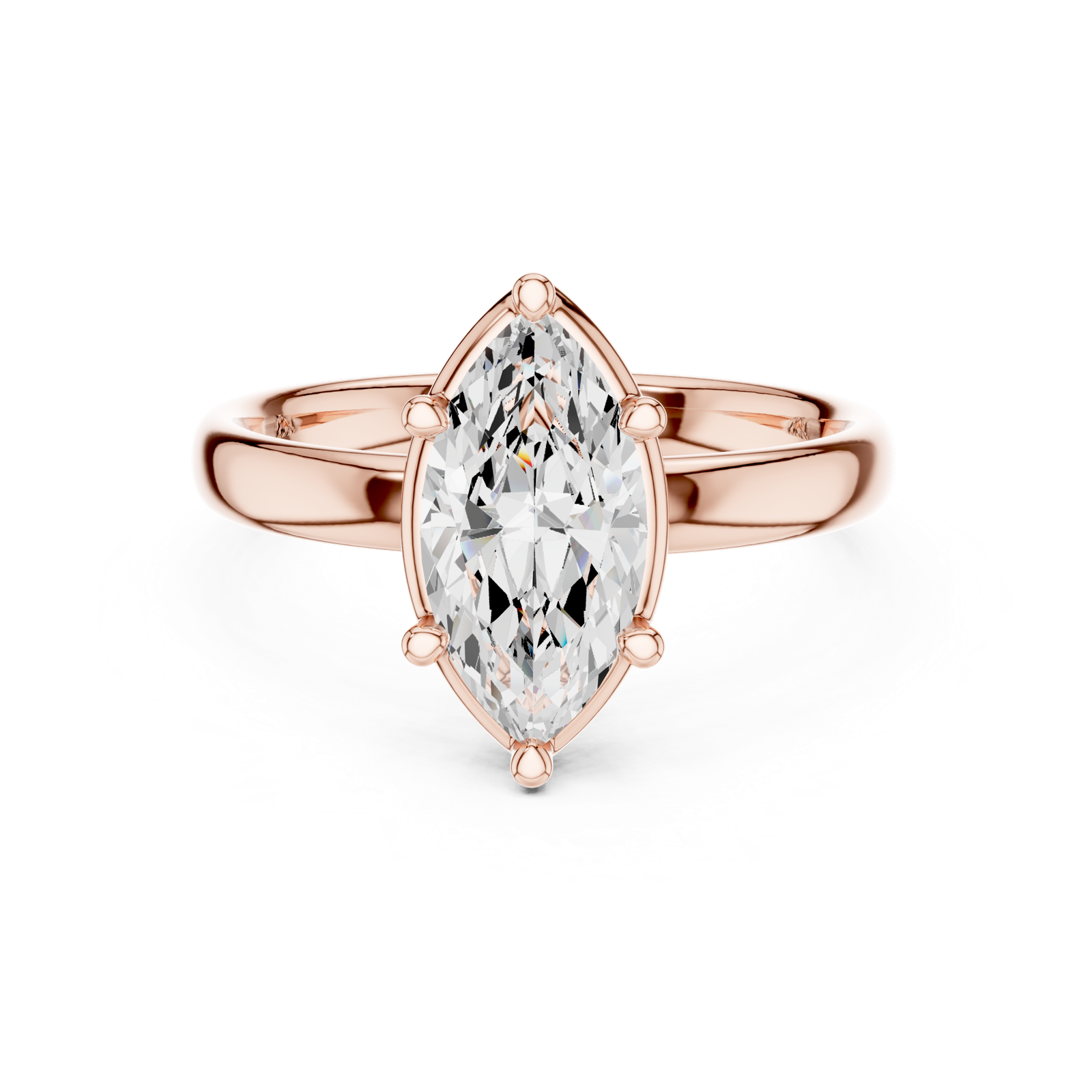 Gold Jewelry L36-10, Marquise center stone, Rose Gold, view 4
