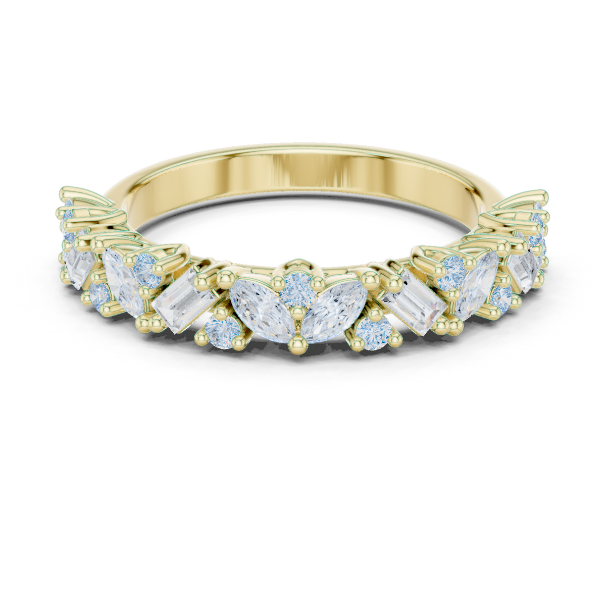 14K Solid Gold Lab Diamond Eternity Ring, Yellow Gold