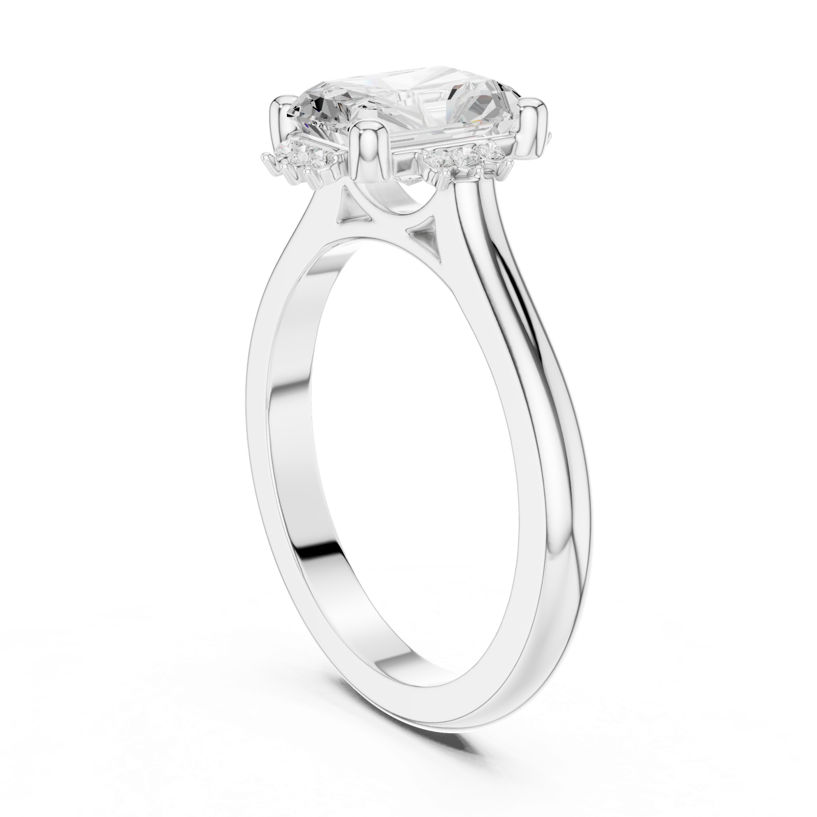 Gold Jewelry L35-123, Radiant center stone, White Gold, view 1