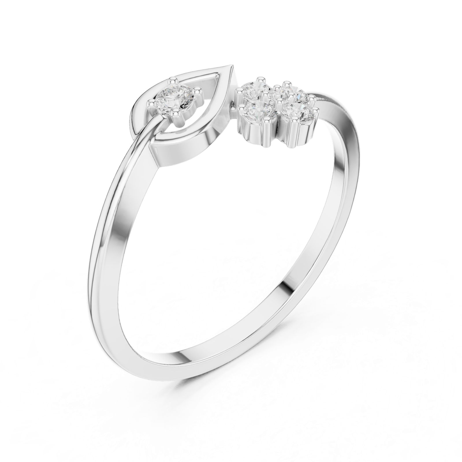 Gold Ring HLR-79, White Gold, view 2