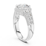 Gold Ring, Round center stone, White Gold, view 1