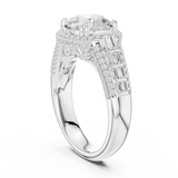 Gold Ring, Round center stone, White Gold, view 1