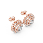 14K Solid Gold Lab Diamond Halo Earrings, Rose Gold, view 2