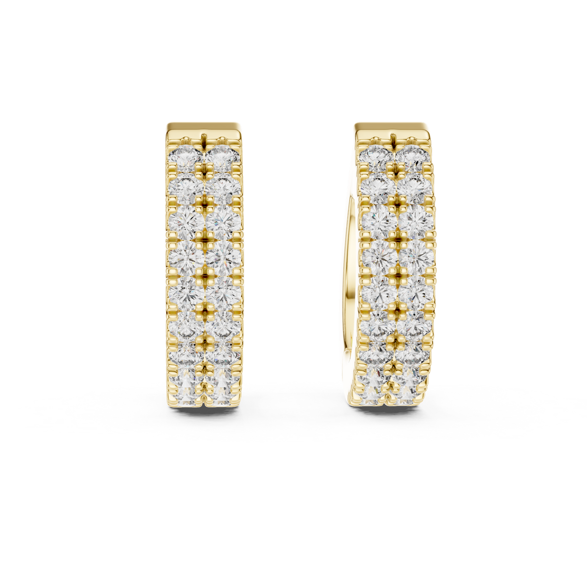 14K Solid Gold Lab Diamond Huggie Earrings, Yellow Gold