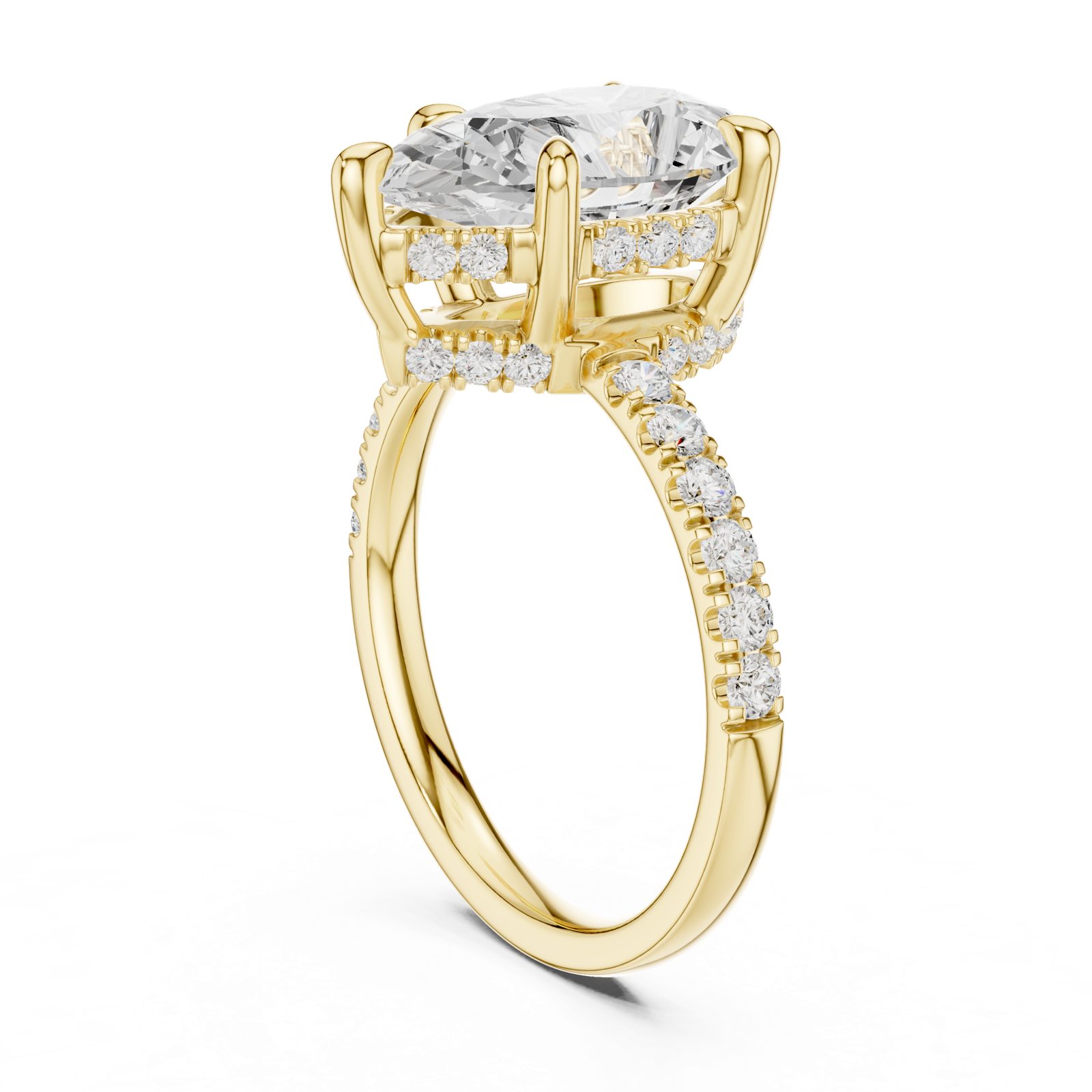 Gold Ring DDLR-259, Pear center stone, Yellow Gold, view 1