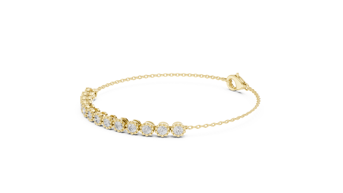 14K Solid Gold Lab Diamond Bracelet, Yellow Gold, view 1