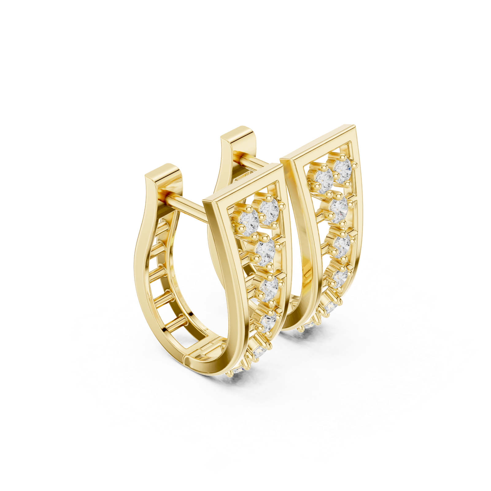 14K Solid Gold Lab Diamond Cluster Earrings, Yellow Gold, view 1