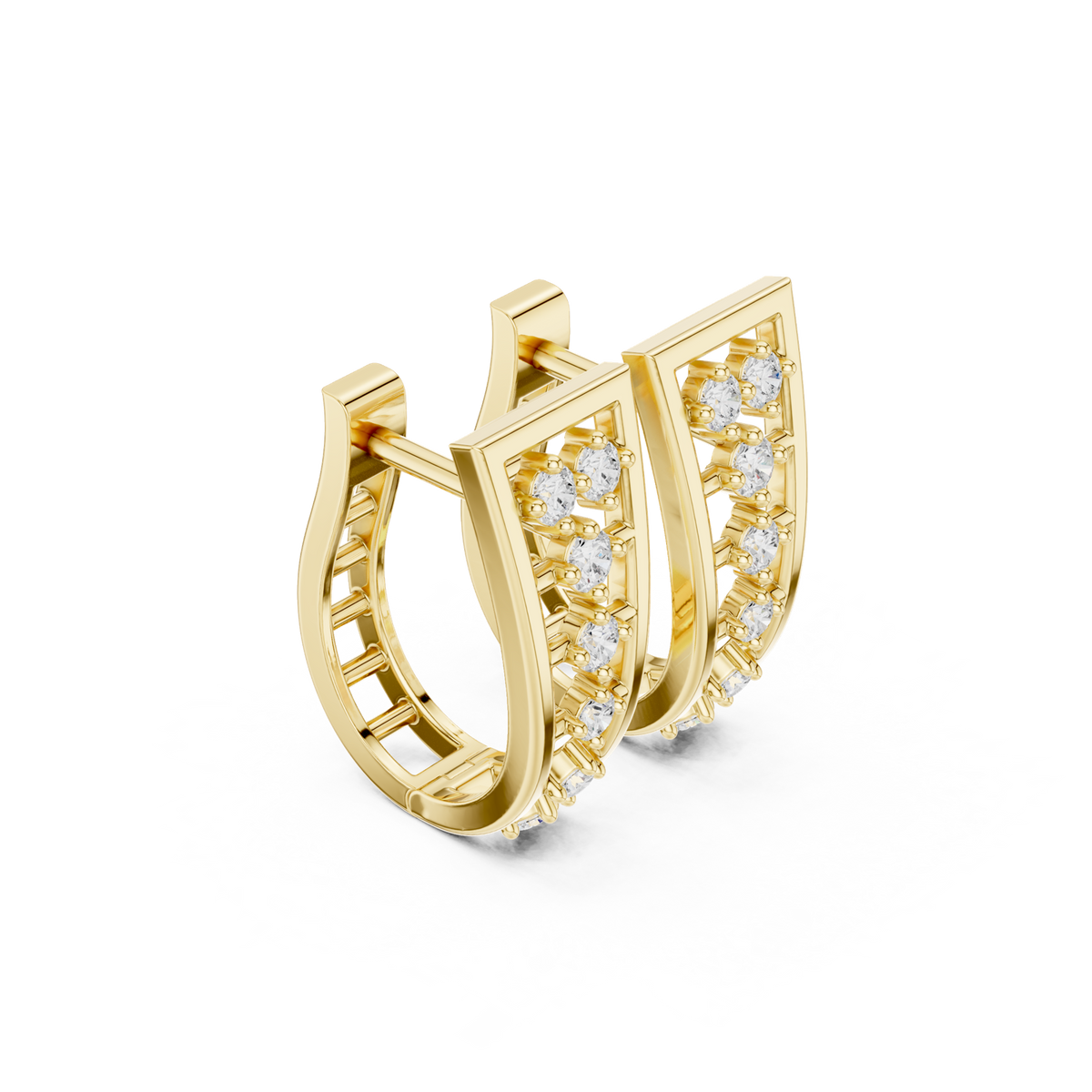 14K Solid Gold Lab Diamond Cluster Earrings, Yellow Gold, view 1