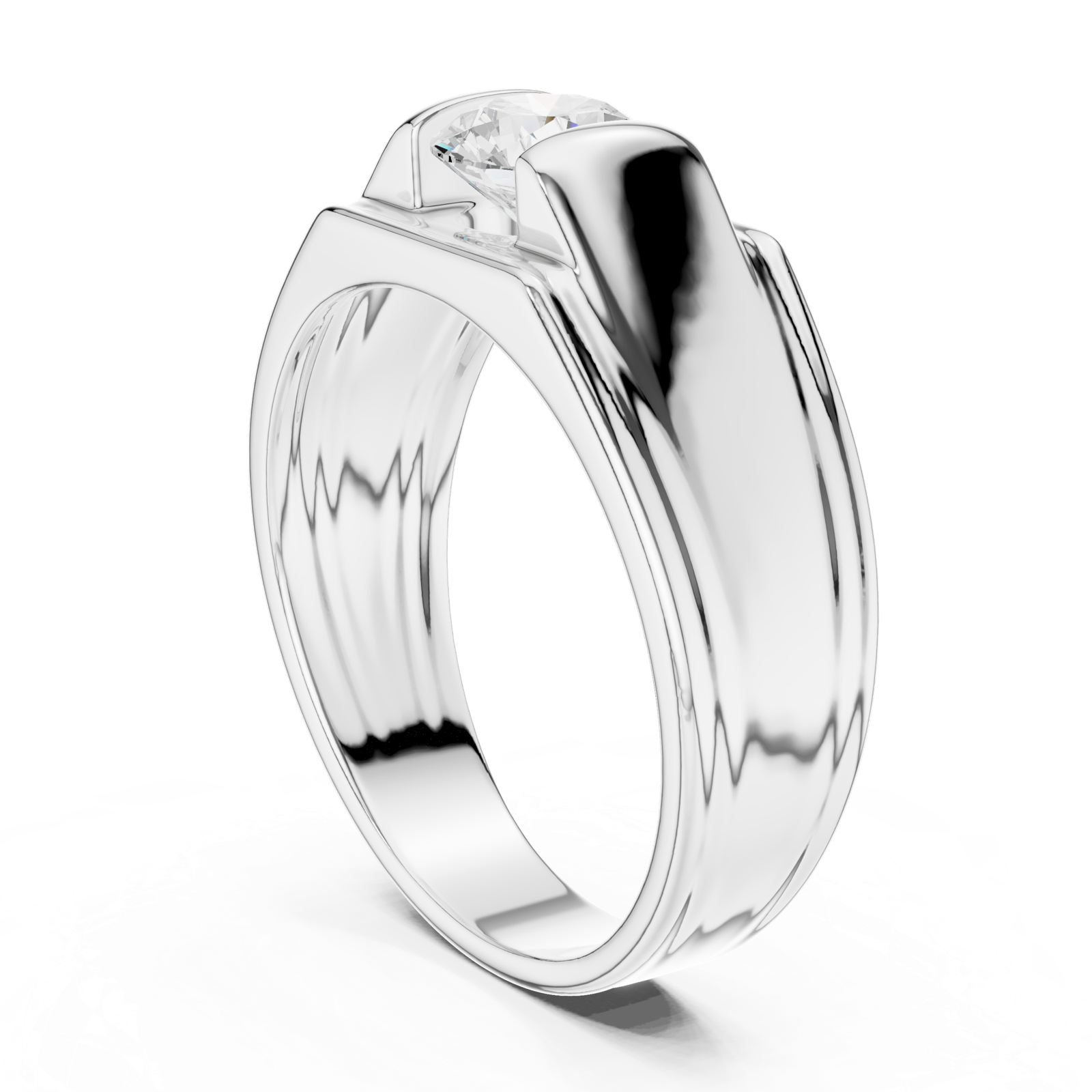 Gold Men's Ring GGR-0026, White Gold, view 1