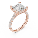 Gold Ring DDLR-260, Princess center stone, Rose Gold, view 2