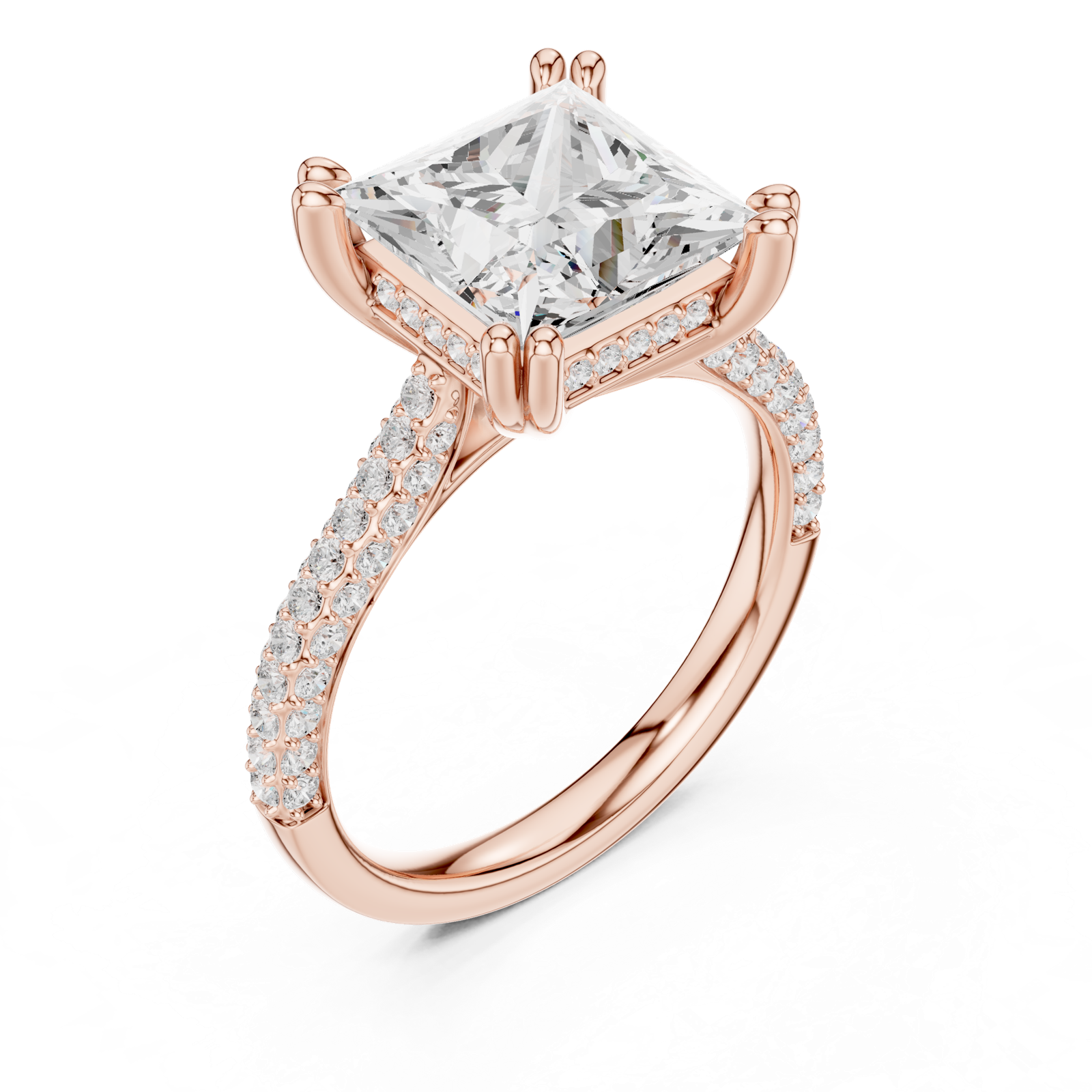 Gold Ring DDLR-260, Princess center stone, Rose Gold, view 2