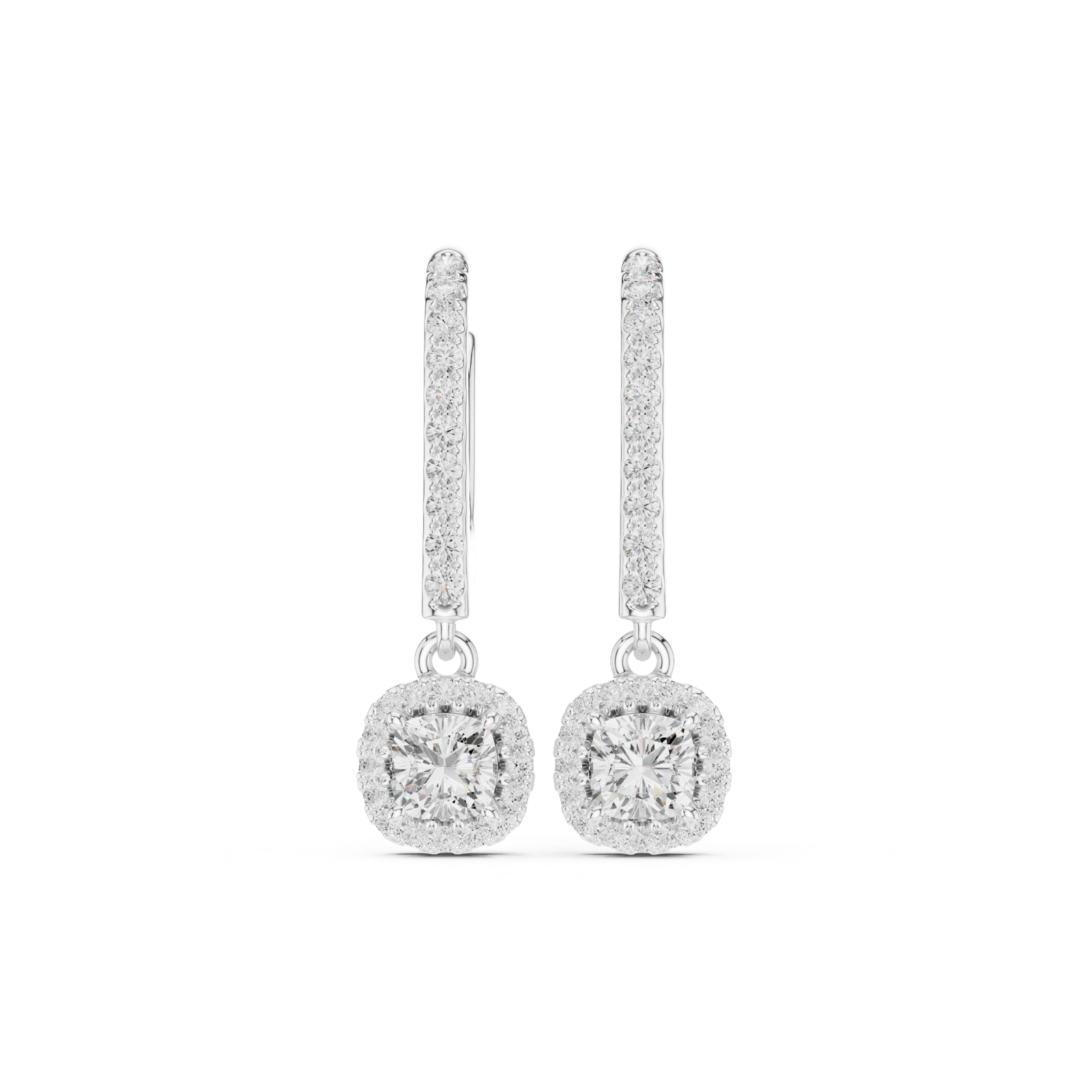 Gold Jewelry DDER-034, Cushion center stone, White Gold, view 4