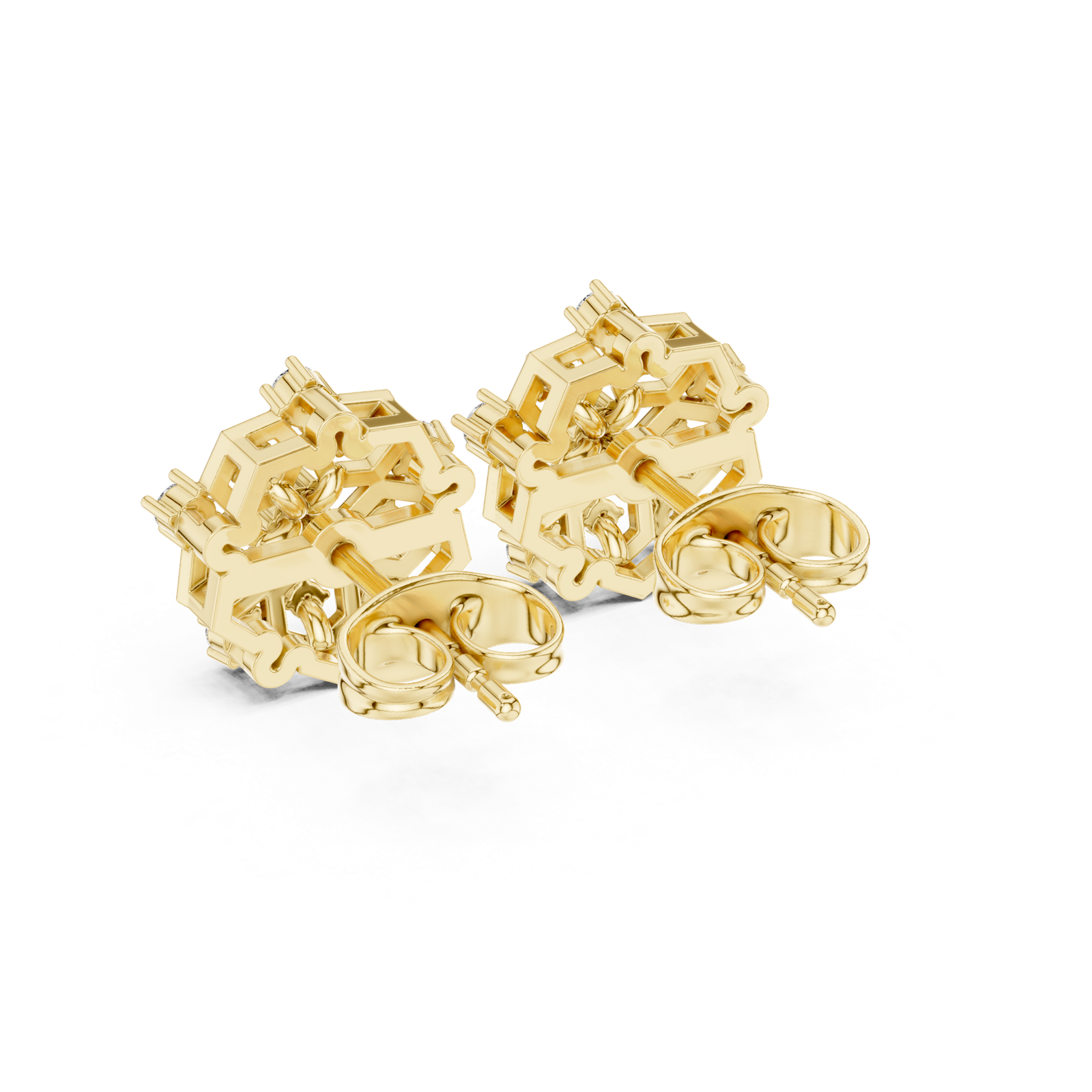 Gold Earrings AGDER-299-RPT, Yellow Gold, view 3