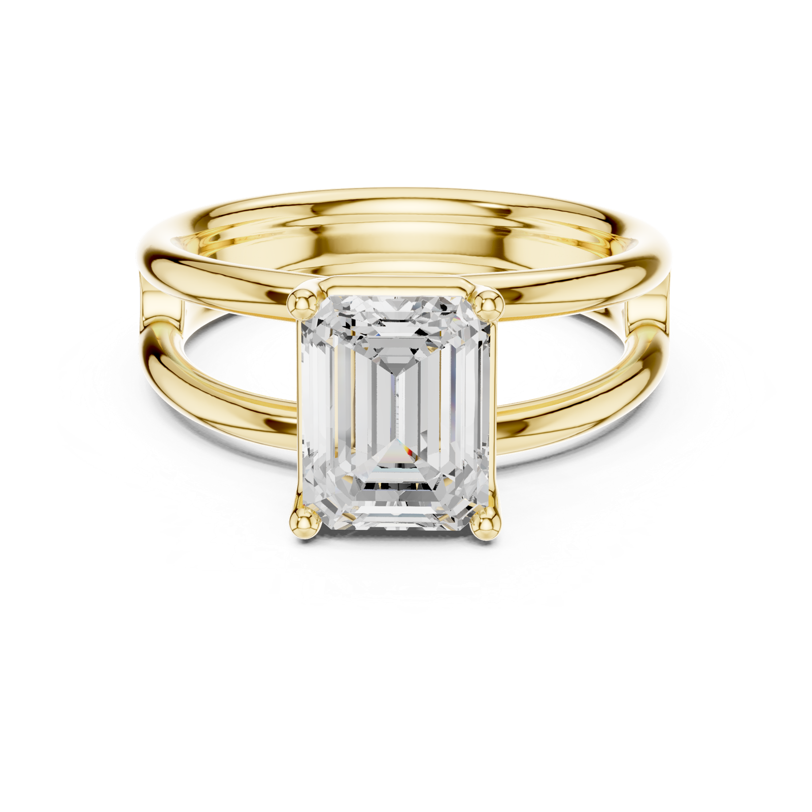 Gold Jewelry L36-9, Emerald center stone, Yellow Gold, view 4
