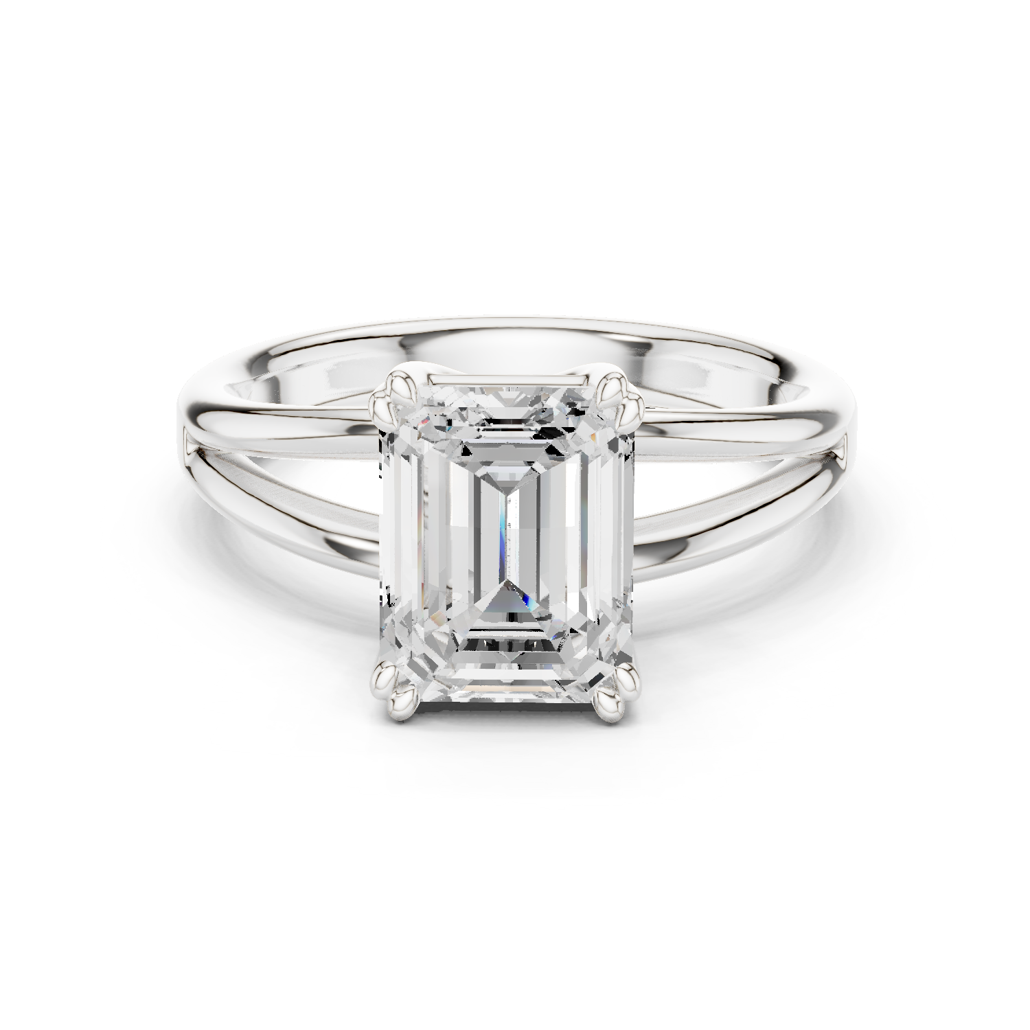 Gold Jewelry L36-7, Emerald center stone, White Gold