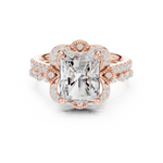 Gold Ring DDLR-442, Radiant center stone, Rose Gold, view 4
