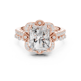 Gold Ring DDLR-442, Radiant center stone, Rose Gold, view 4