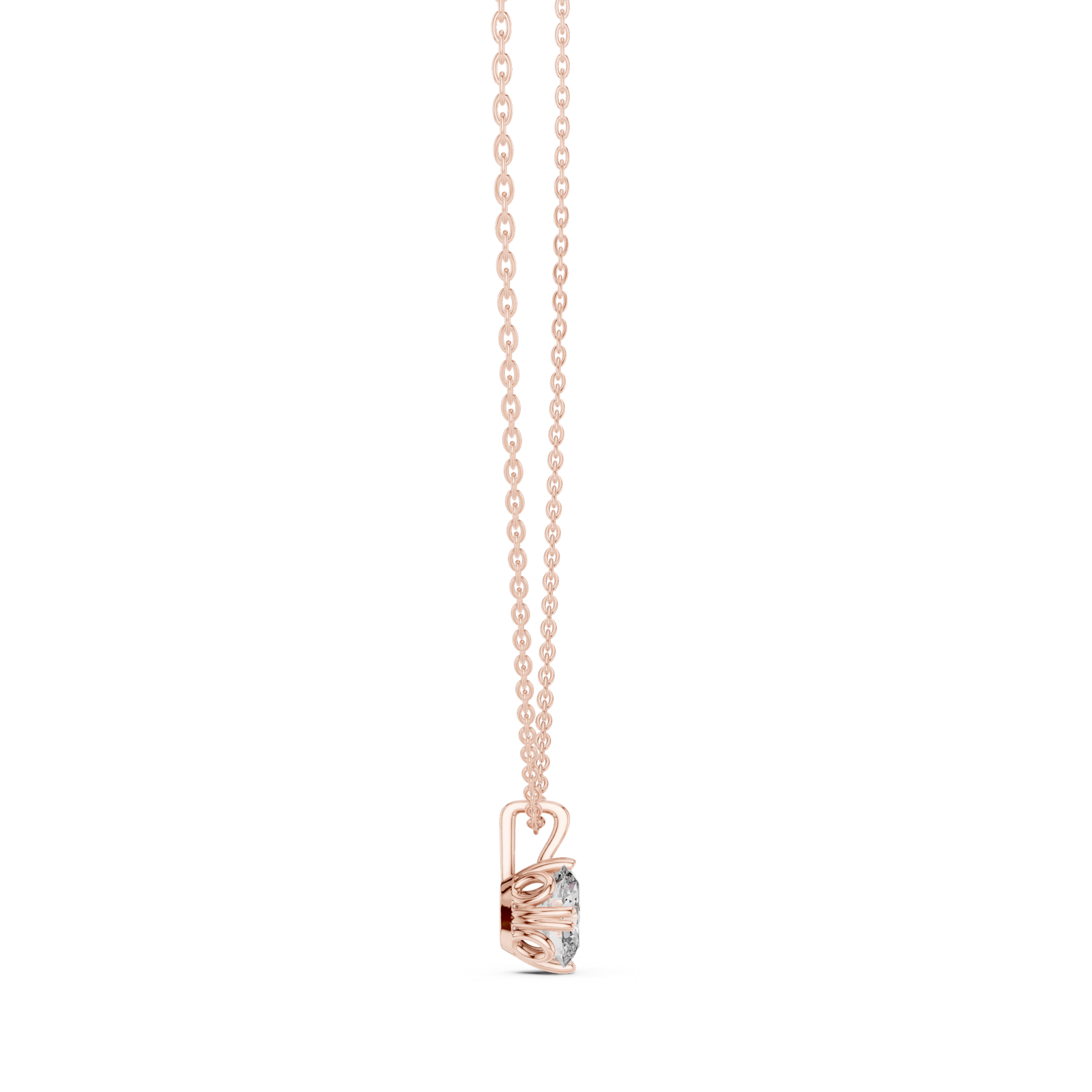 14K Solid Gold Lab Diamond Solitaire Pendant Necklace, Rose Gold, view 3