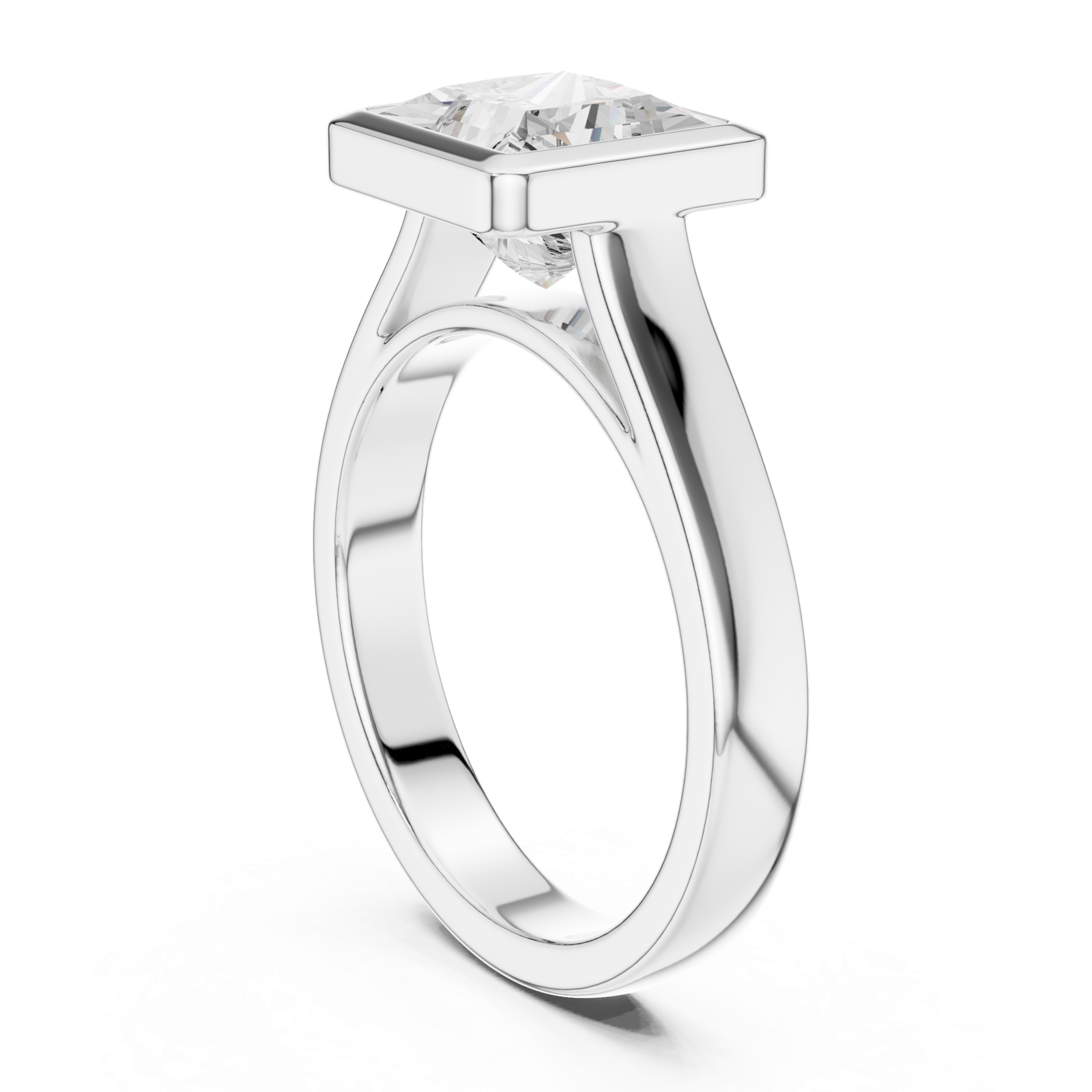 Gold Jewelry L36-3, Princess center stone, White Gold, view 1