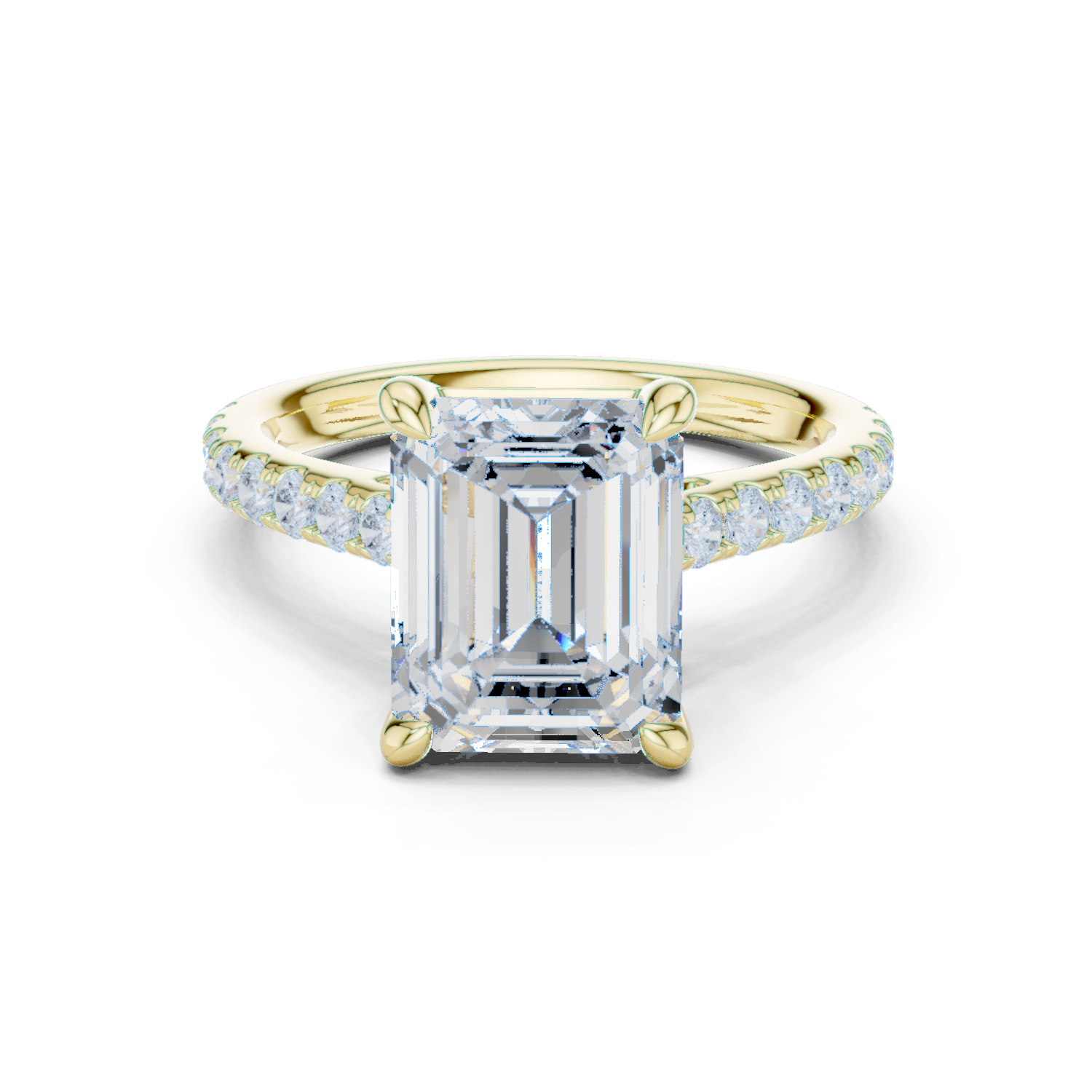 Gold Ring, Emerald center stone, Yellow Gold