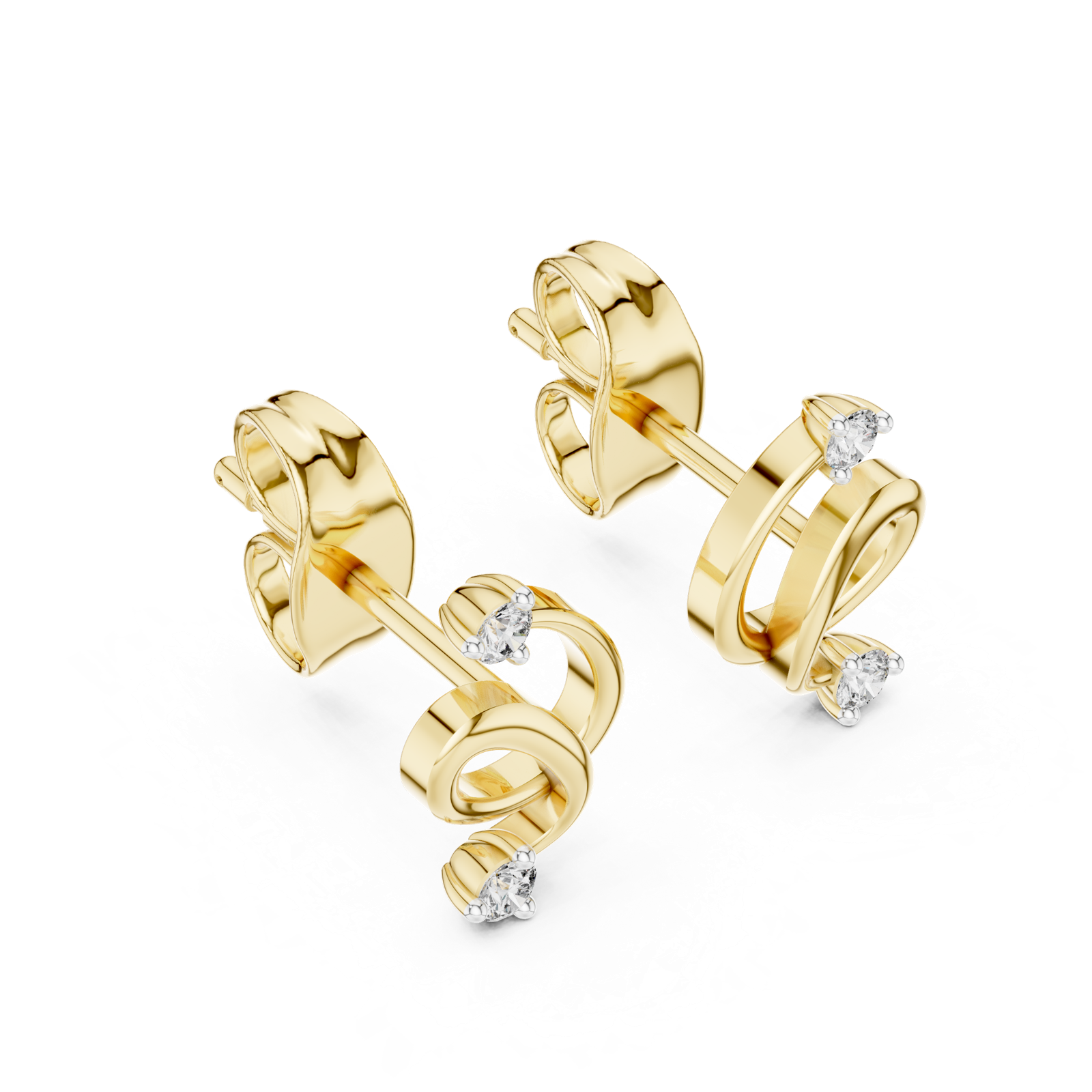 Gold Earrings 12-10002@E, Yellow Gold, view 2