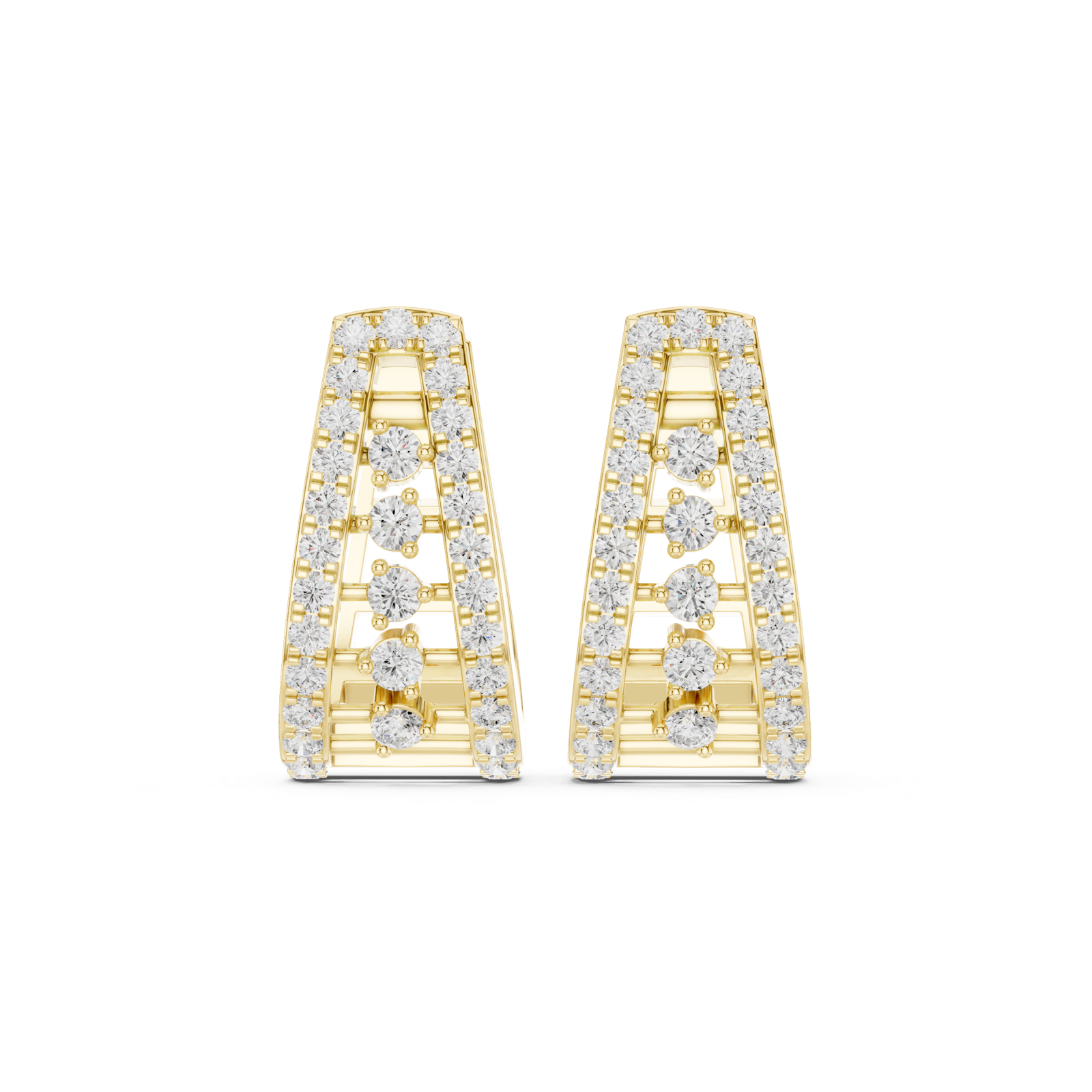 14K Solid Gold Lab Diamond Cluster Earrings, Yellow Gold