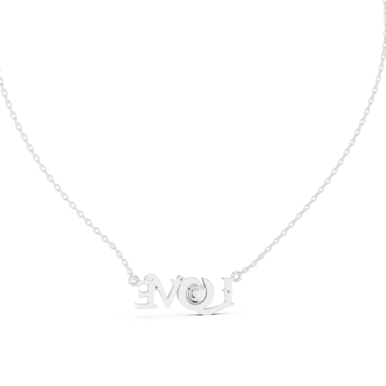 14K Solid Gold Lab Diamond Pendant Necklace, White Gold, view 4