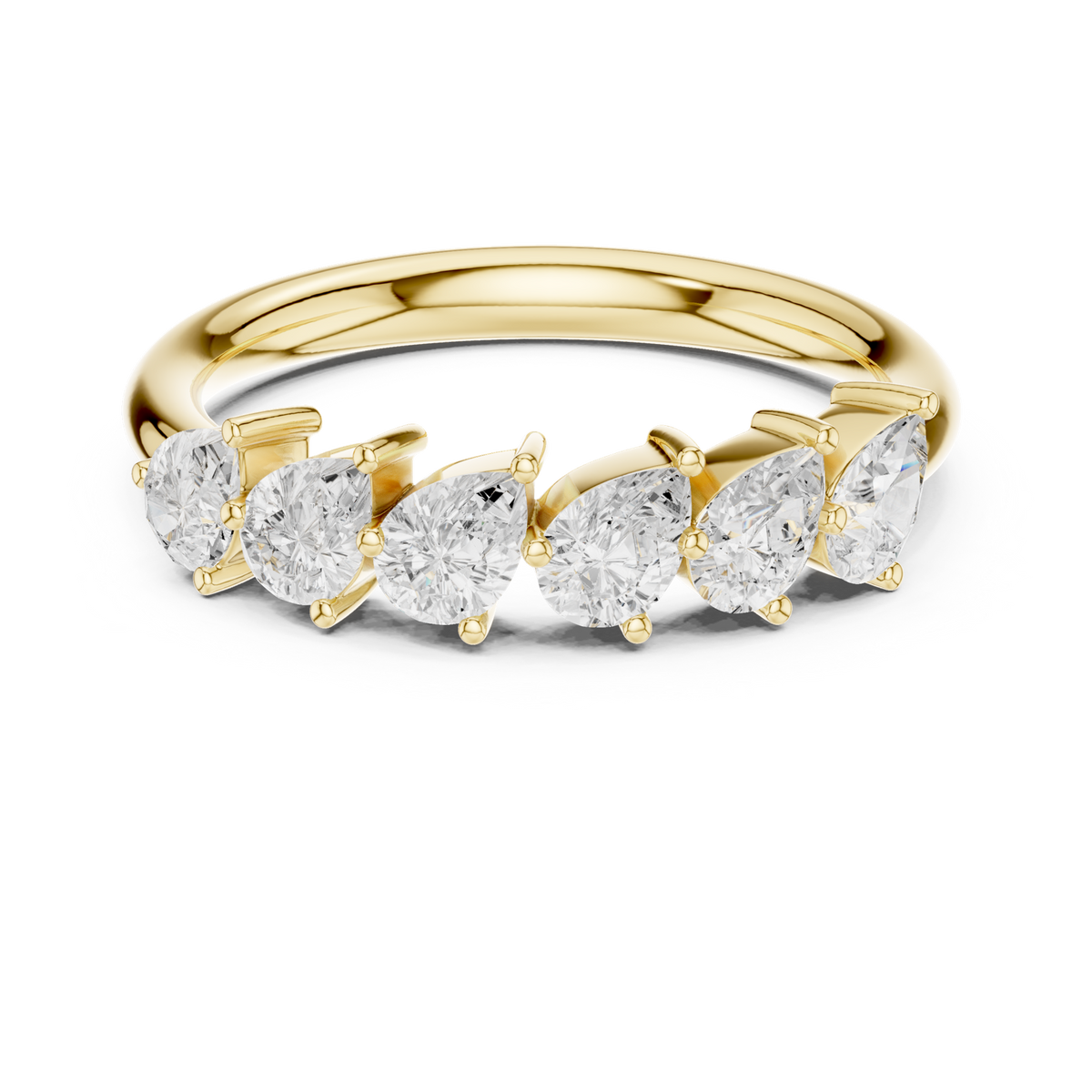 14K Solid Gold Lab Diamond Band Ring, Yellow Gold