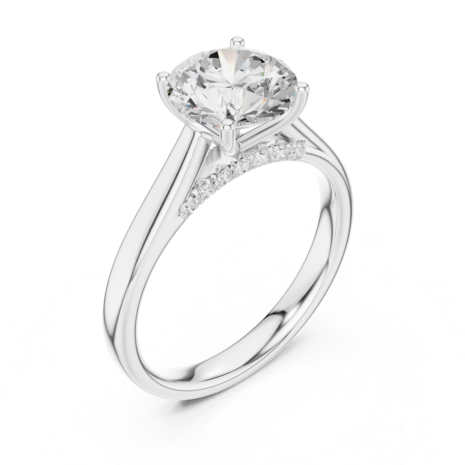 Gold Jewelry L36-18, Round center stone, White Gold, view 2