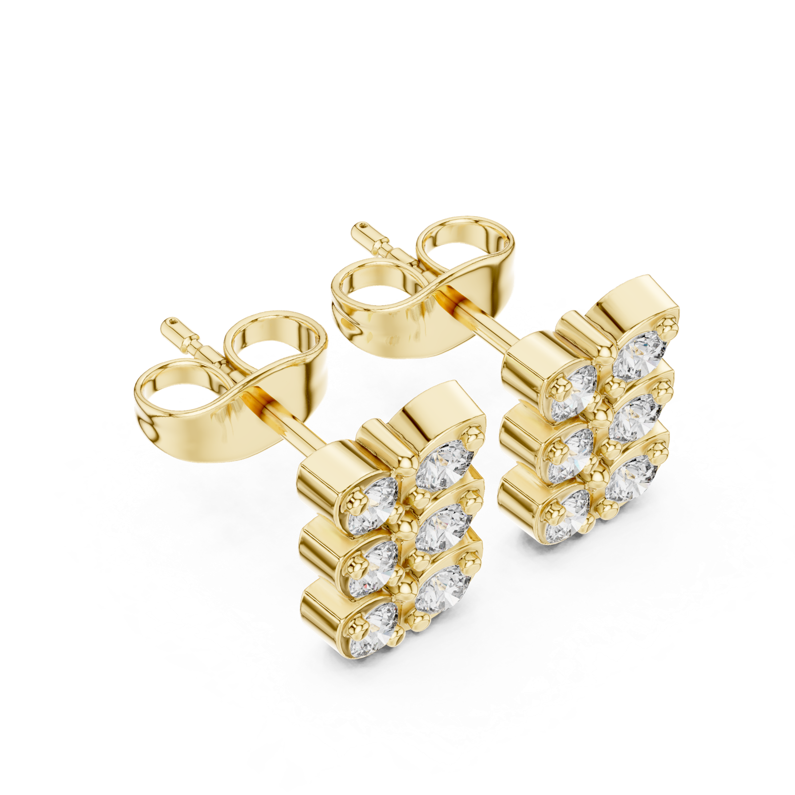 Gold Earrings 9-10063E, Yellow Gold, view 2